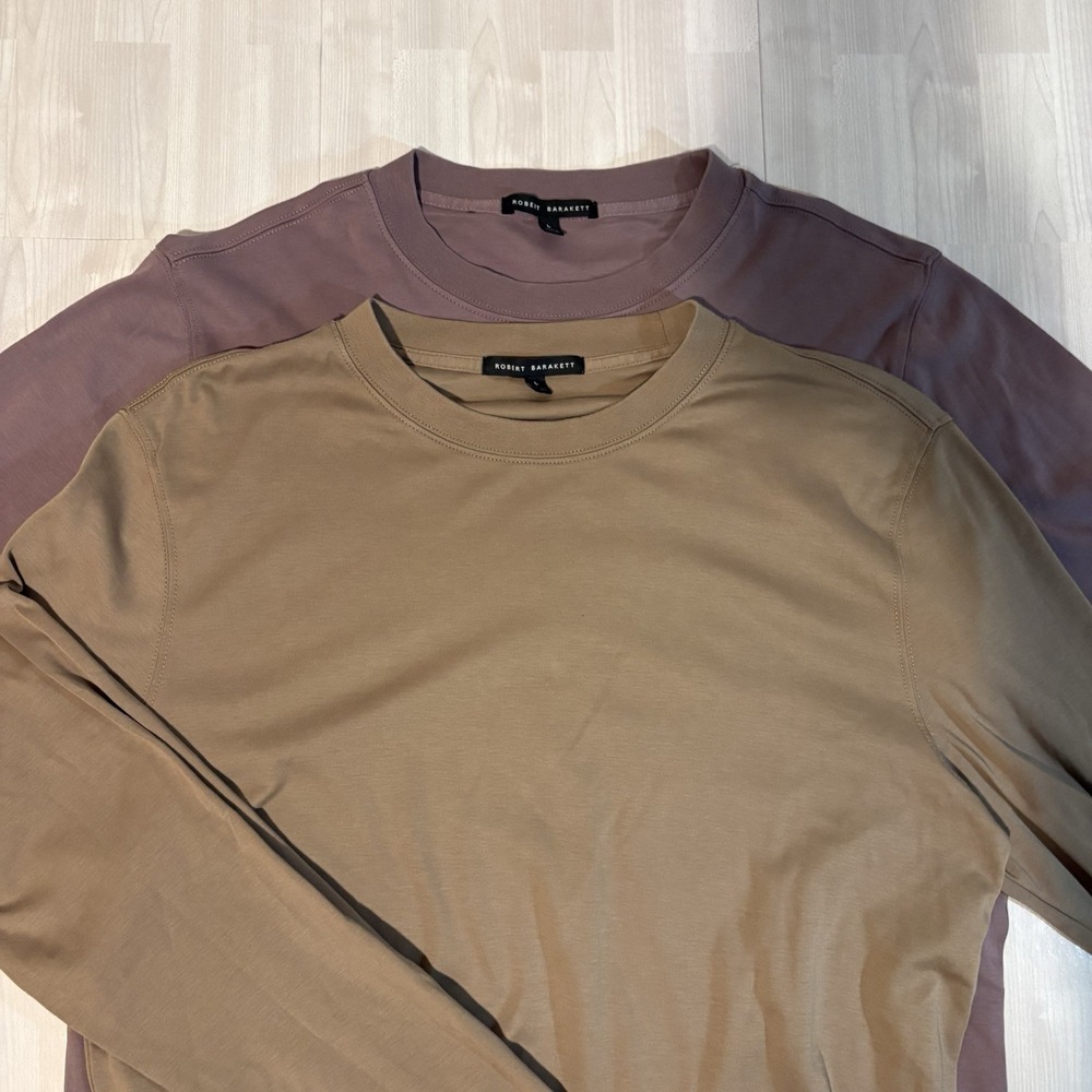 Robert Barakett LOT OF 2 High Crew RB Shirts Men's Size Large 100% Pima Cotton